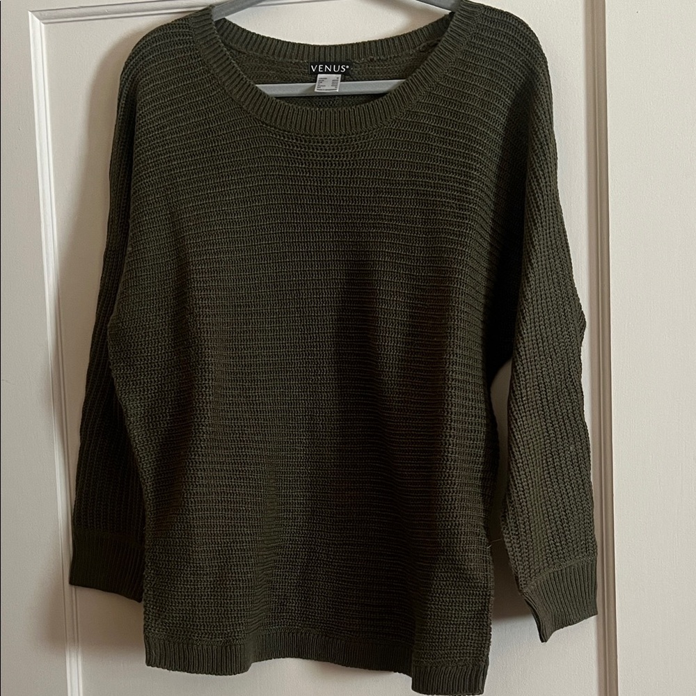 VENUS Dark Olive Women's Crew Neck Sweater